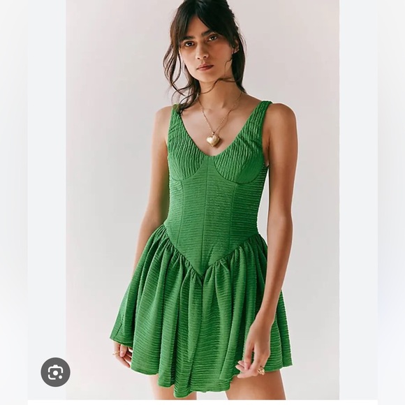 Free People DELFI Isadora Drop Waist Corset Fit & Flare Mini Dress S